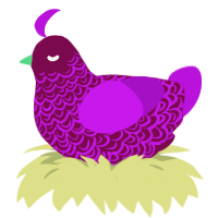 Leon, a wine and amethyst chicken with a double-lace pattern
