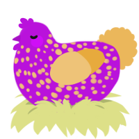 A amethyst and honey chicken with a speckle pattern