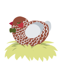 Gingerbread Baby, a russet and mist chicken with a lace pattern