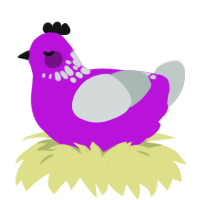 free, a amethyst and silver chicken with a neck-speckle pattern