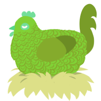 A grass and chartreuse chicken with a double-lace pattern