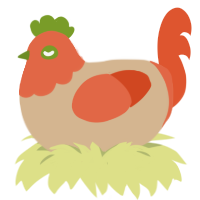 Father, a beige and vermilion chicken with a head pattern