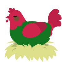 poinsettia, a leaf and crimson chicken with a head pattern