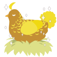A gold and yellow chicken with a half-lace pattern