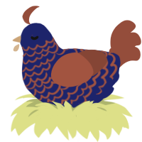 Denim, a navy and russet chicken with a lace pattern