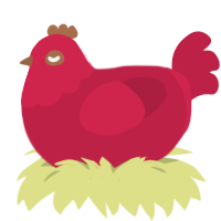 A crimson chicken with a head pattern