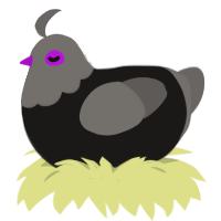 Saturated Pigeon, a sable and grey chicken with a head pattern