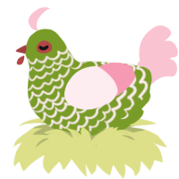 (unnamed), a chartreuse and rose chicken with a lace pattern