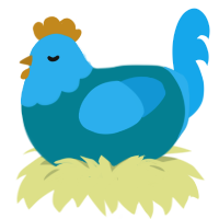 A sea and sky chicken with a head pattern