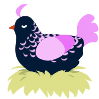 A tumblr and lavender chicken with a half-lace pattern