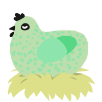 Woulge, a gluppy and spring chicken with a speckle pattern