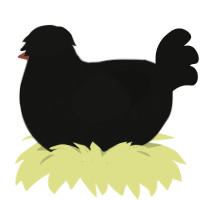 emo batblob, a black chicken with a speckle pattern