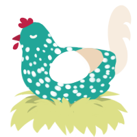 Tellow, a turquoise and cream chicken with a speckle pattern