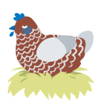 A russet and mist chicken with a lace pattern