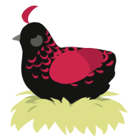 A black and crimson chicken with a half-lace pattern