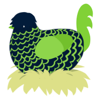 A tumblr and grass chicken with a lace pattern