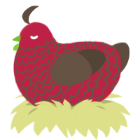 ChocoRaspberry, a crimson and bark chicken with a lace pattern