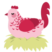 Valentine, a rose and crimson chicken with a half-lace pattern