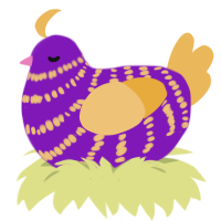 Bay of Medusa, a violet and honey chicken with a bar pattern