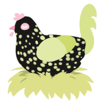 A sable and lemon chicken with a speckle pattern