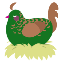 A leaf and brown chicken with a half-lace pattern