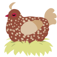 A russet and beige chicken with a speckle pattern