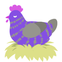 A blurple and ash chicken with a bar pattern
