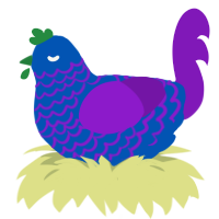 A ultramarine and violet chicken with a lace pattern