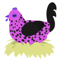 society, a orchid and sable chicken with a speckle pattern