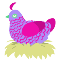 A lilac and fuchsia chicken with a lace pattern