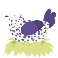 A white and overcast chicken with a speckle pattern