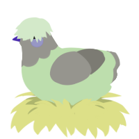 A gluppy and ash chicken with a head pattern