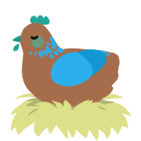 A brown and sky chicken with a neck-speckle pattern