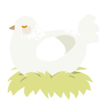 russian teacake, a white chicken with a neck-speckle pattern
