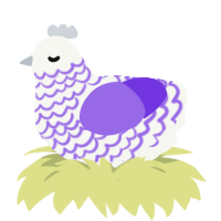 (unnamed), a white and blurple chicken with a lace pattern