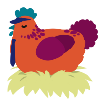 Thrift Shop, a vermilion and wine chicken with a neck-speckle pattern