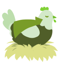 sydney, a olive and gluppy chicken with a head pattern