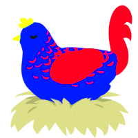 A ultramarine and maroon chicken with a half-lace pattern