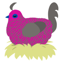 A fuchsia and grey chicken with a double-lace pattern