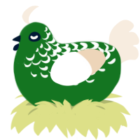 Iggles, a leaf and cream chicken with a half-lace pattern