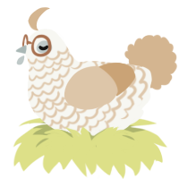 A white and beige chicken with a lace pattern