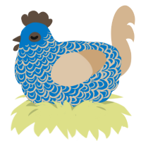 A sapphire and beige chicken with a double-lace pattern