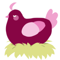 A maroon and pink chicken