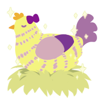 A lemon and lilac chicken with a bar pattern