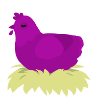 plum crazy, a plum chicken with a head pattern