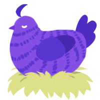 A blurple and indigo chicken with a bar pattern