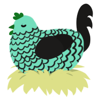 A mint and sable chicken with a lace pattern
