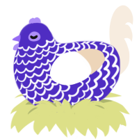 Blueberry Pie, a indigo and cream chicken with a lace pattern