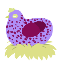 Jelly Bean, a lilac and wine chicken with a speckle pattern