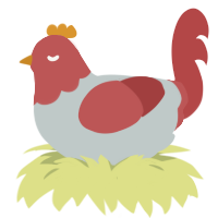 A silver and red chicken with a head pattern
